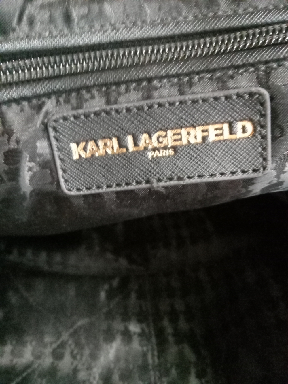 Karl Lagerfeld Blk Nylon/Leather Tote Bag w/ Scarf EUC - Picture 5 of 11